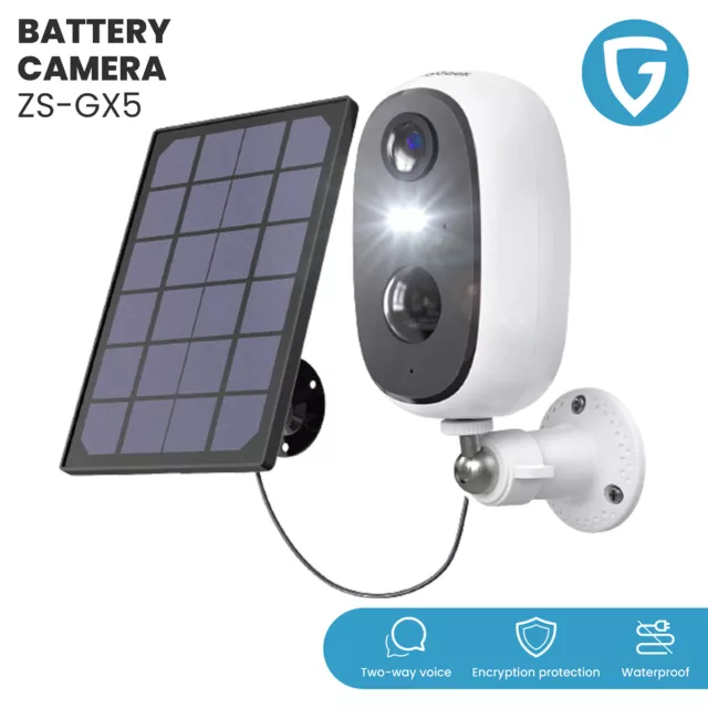 ieGeek 2K Wireless Outdoor Solar Security Camera Home WiFi Battery CCTV System