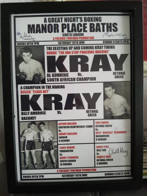 Copy Of Signed Kray Twins Boxing Bill Framed