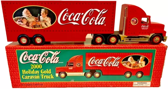 2000 Holiday Gold Coca Cola Ltd Ed Caravan Truck Battery Op New Original Box