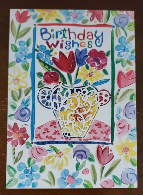 Sunrise Greeting BIRTHDAY greeting card, Birthday wishes, flowers in vase