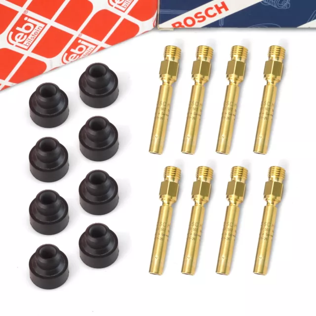 8x BOSCH Einspritzventil + 8x FEBI Halter für MERCEDES W126 W116 W460 W123 W124