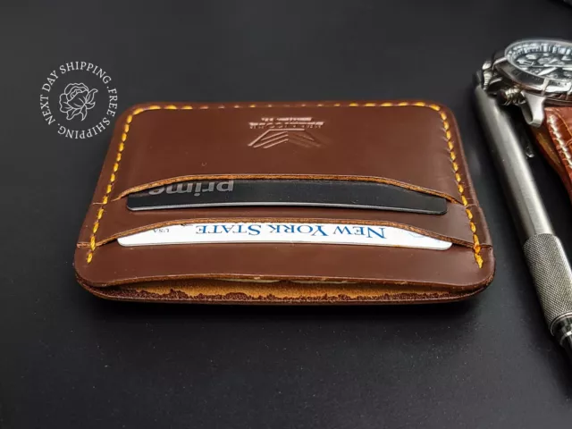Men's Front Pocket Leather Wallet Full Grain Card Holder Artisan Handmade Wallet