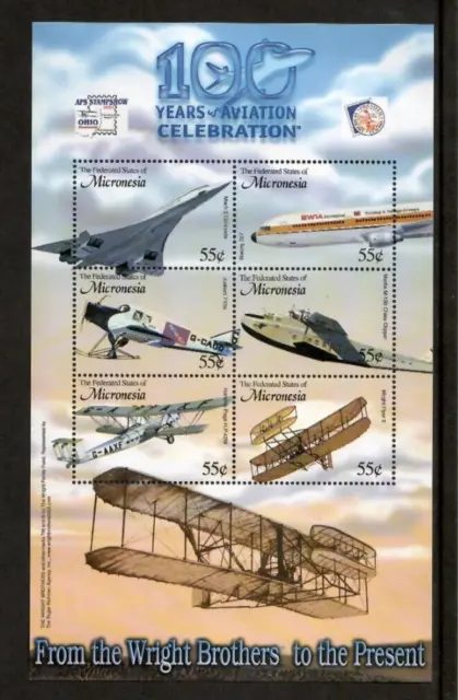 Micronesia 2003 - Aviation Airplanes - Sheet of 6 Stamps - Scott #551 - MNH