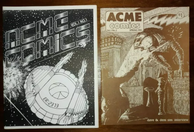 Acme Comics # 1,2 Lot Fandom House 1982 - Dave & Deni Sim Interview Cerebus VFNM