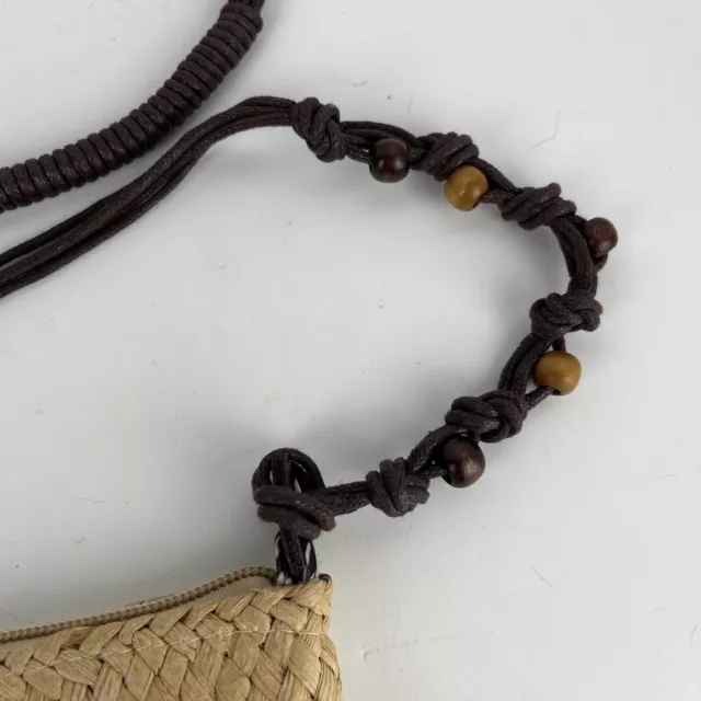 Capelli Straw World Animal Print Straw Crossbody Purse Hand Bag Ruffle Beads 3