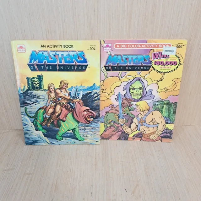 Masters Of The Universe Vtg 1983 Golden Coloring Activity Book Lot of 2 He-Man