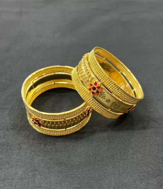 Fine Designer Indien Traditionnel Plaqué Or 1 g Or Look Mariage Bracelets...