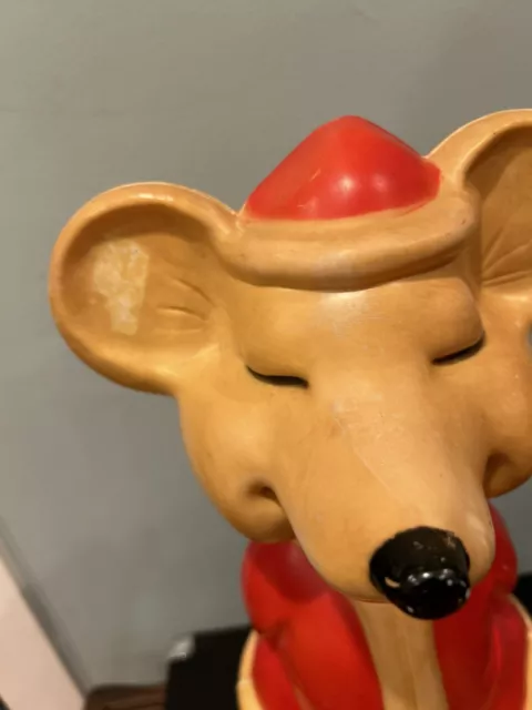 Vintage Union Products Lighted Christmas Mouse Blow Mold Hard Plastic 2