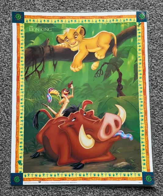 90s Vtg RARE Disney Poster Print Laminated A3 16" x 20" Lion King OSP