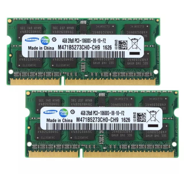 Samsung 8G 2x4GB 2RX8 DDR3 1333MHz PC3-10600S 204PIN SODIMM Laptop RAM Speicher