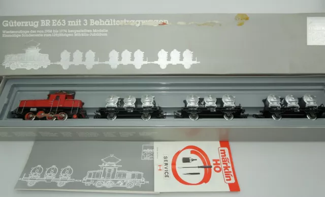 Märklin H0 2874 Zugpackung E-Lok BR E63 mit 3 Behälterwagen - 125 Jahre Märklin