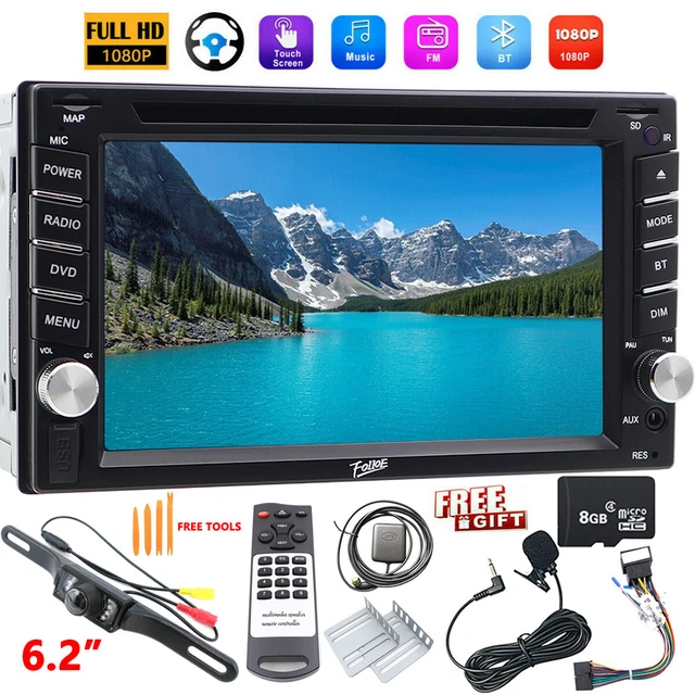 GPS Nav Map Bluetooth Car Stereo 6.2" Radio DVD Head Unit Double Din Rear Camera