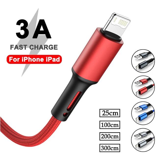 Long USB Data Cable Fast Charging for iPhone 14 13 12 11 8 7 XS XR Charger Cord
