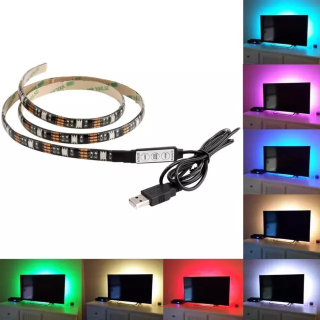 Kit Tv Striscia Strip Led Usb Rgb Per Retroilluminazione 90Cm L5 6.48W 5V