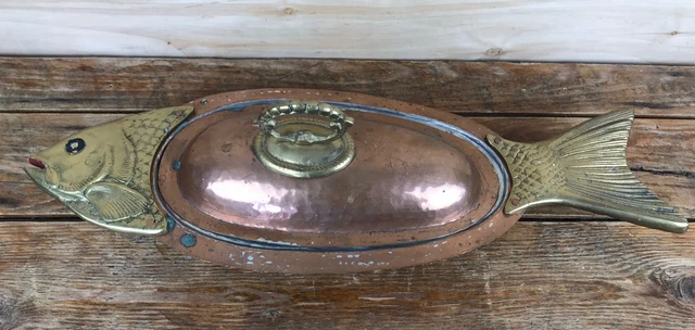 Plat De Service Poisson Vintage – Verre Et Métal Argenté, Forme De Poisson, Brillant