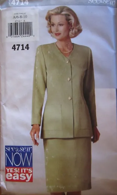 4714 Vintage Butterick SEWING Pattern Misses Jacket Skirt UNCUT OOP FF