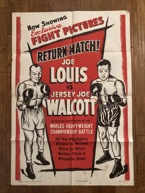 Joe Louis Vs Jersey Joe Walcott - Original 1948 Movie Poster - Boxing