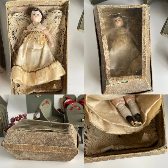 Antike Puppen Märchen Schneewittchen Sarg Coffin Doll Dwarf Snow white Tale . 2