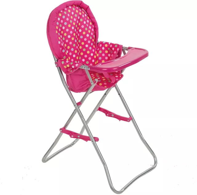 Doll Feeding Folding High Chair Doll Role Play Toy Christmas Gift for Kids Pink