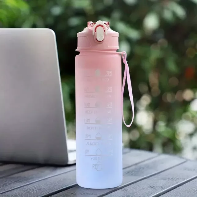 Great Value 1L/2L Sports Water Bottle Gym Travel Leakproof Bottle with Straw 2