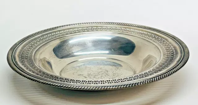 Vintage Wm. Rogers Silverplate Pierced Bowl 835 with Rope Edge Design 12.25"X2"