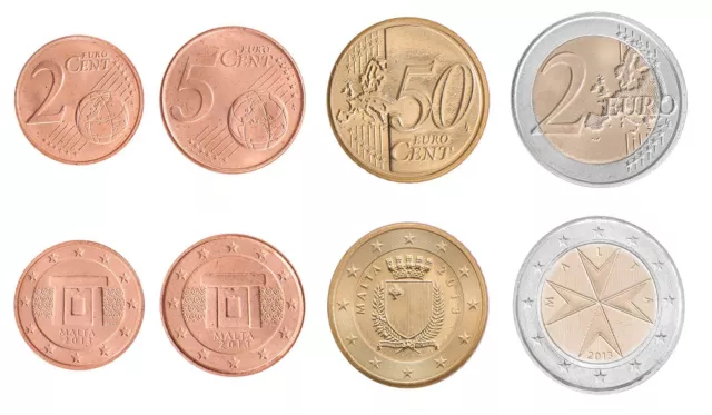 Malta 2 centavos - juego de 2 euros 4 piezas, 2013, km #126-132, como nuevo