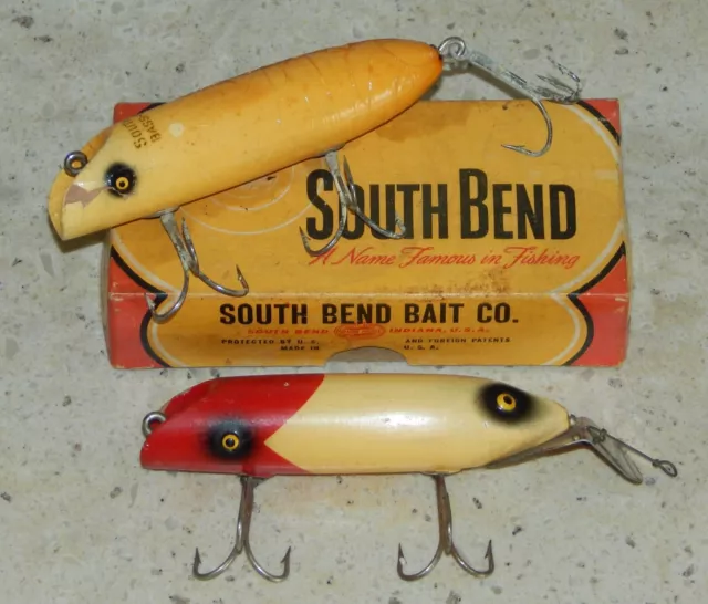 VINTAGE SOUTH BEND Bass-Oreno Fishing Lure Large Wooden 4 Inch