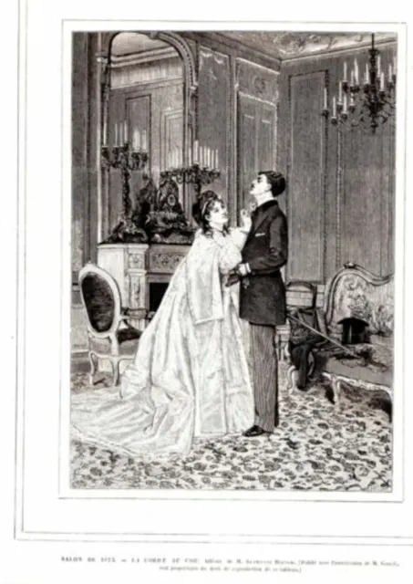 GRAVURE SUR BOIS 19è SALON DE 1873 LA CORDE AU COU D APRES TABLEAU DE A. HIRSCH