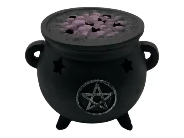 Fantasy Gifts Black Cauldron with Pentagram Design Incense Cone Burner 3 Inch