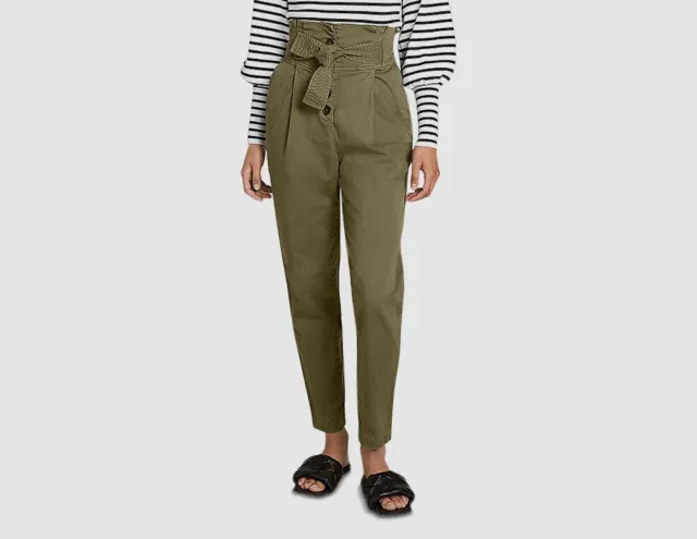 $450 A.L.C. Women's Green Stretch Krew High Waist Belted Trouser Pants Size 0