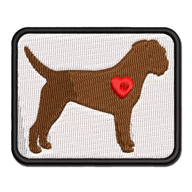 Border Terrier Dog with Heart Multi-Color Embroidered Iron-On Patch Applique