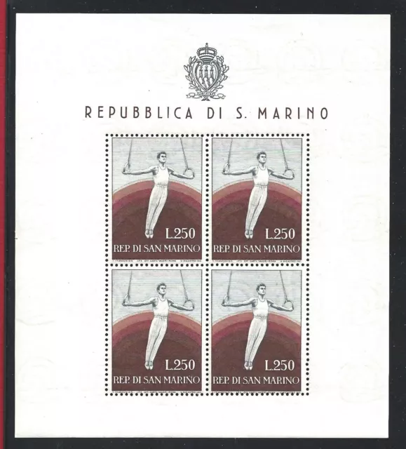 1955 SAN MARINO, Blatt Nr. 17, Turnerin, postfrisch**, Zertifikat Philatelia De