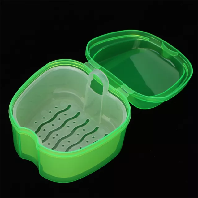 (Grün) Zahnprothese Bath Case Box Einweichen Container Farbige False Teeth GD2