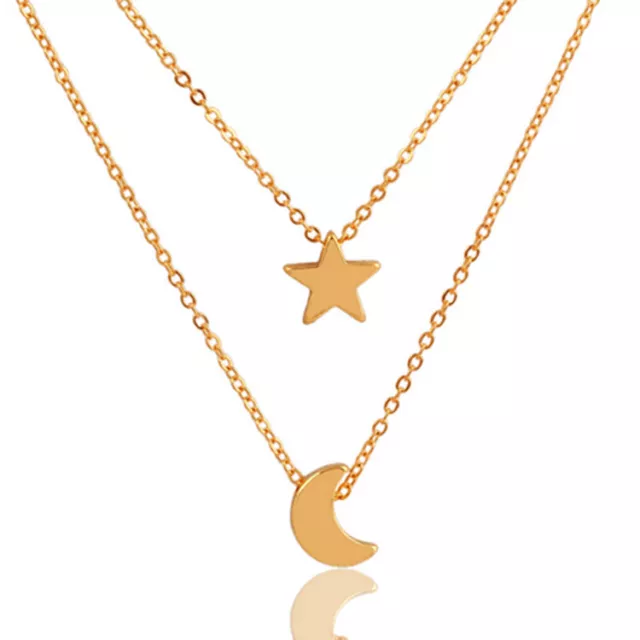 925 Silver Filled Star Moon Pendant Chain Necklace Womens Jewellery Girls Choker