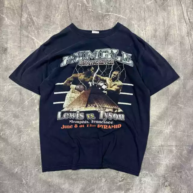 2002 Mike Tyson Vs Lennox Lewis Lightning Graphic Shirt X65