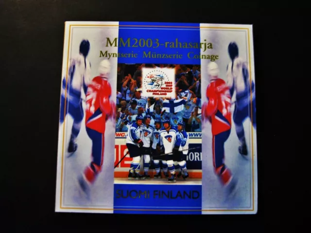 Finnland  Euro Kursmünzensatz  2003  "Eishockey WM"  im Folder !!