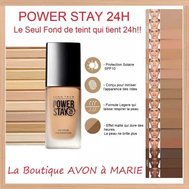 POWER STAY 24H Fond de teint AVON TRUE : ULTRA LONGUE TENUE Sans Transfert