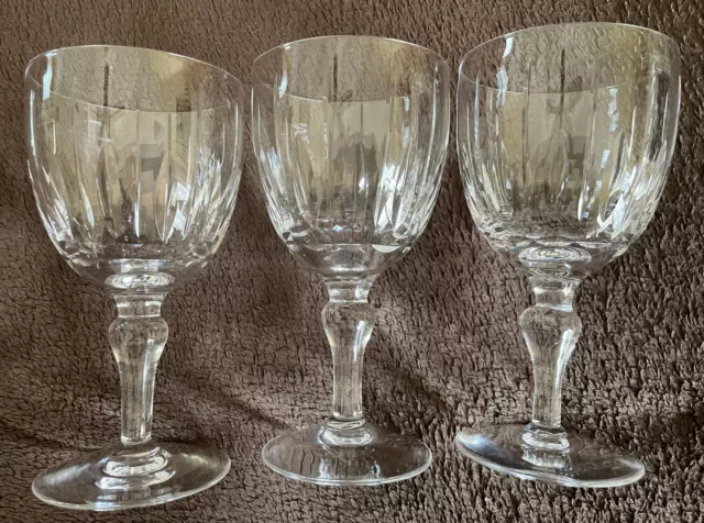 3- Stuart Crystal England Hampshire Water Goblet Glasses, 6 3/8"