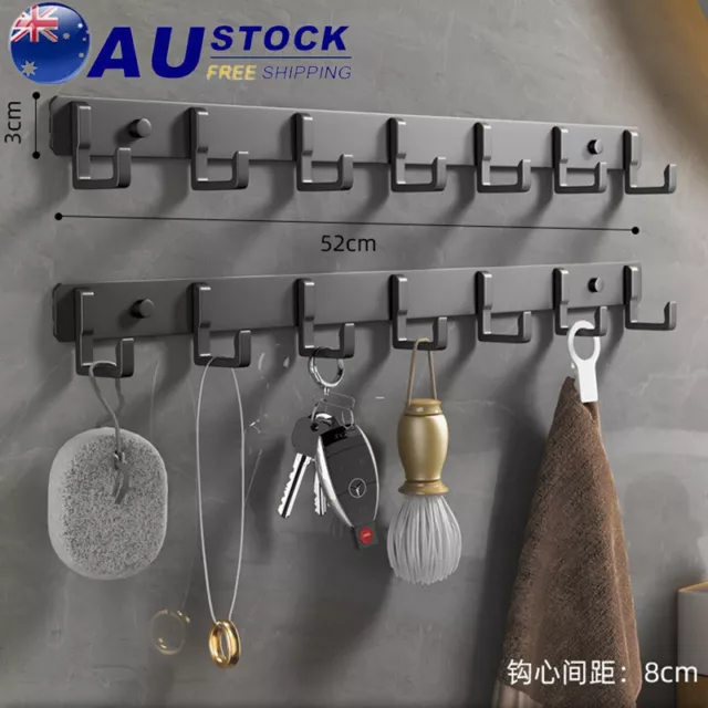 Aluminum 3 To 7 Hooks Key Coat Clothes Door Holder Rack Hook Wall Mounted Hanger