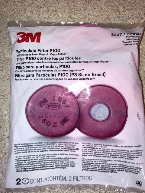 3M Filtro de Partículas P100 Molestia Vapor Orgánico 2097 - 1 Par Nuevo Sellado