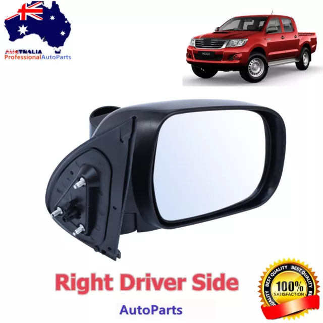 Right Driver Side Door Mirror Black Manual For Toyota Hilux 2005-2015 Ggn Kun