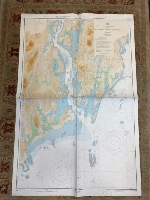 VINTAGE 1950s Nautical Chart Maine KENNEBEC RIVER ENTRANCE Sailing NOAA