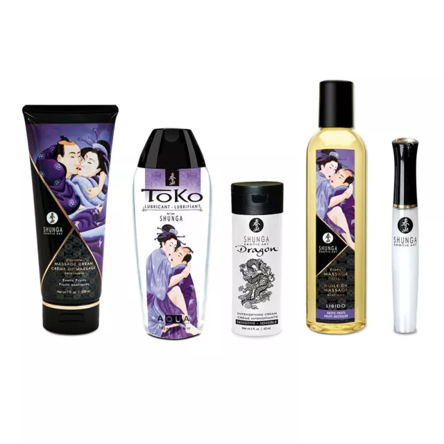 Shunga idée cadeau Coffret 5 produits de massage sensuel et coquin pour couple 2