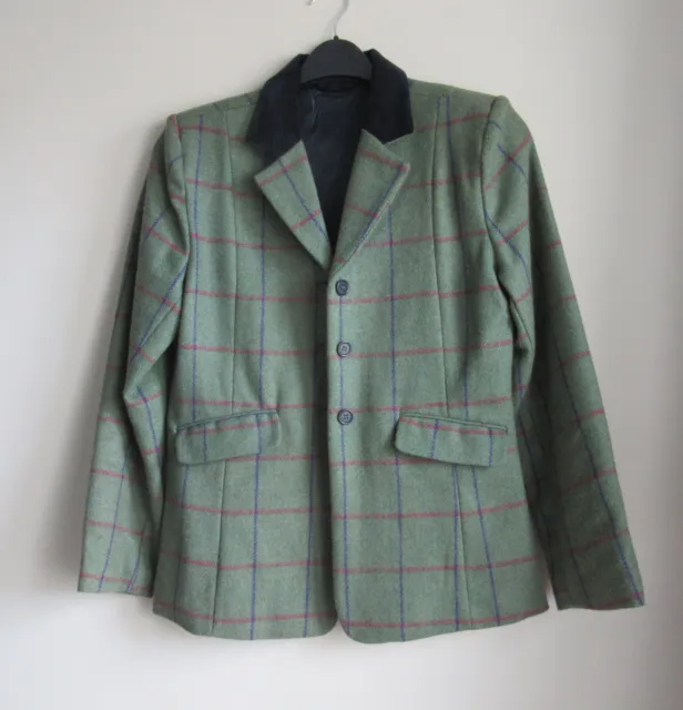 Smart Green show tweed jacket.Doub Vent.Teenage - Petite adult .Sz 33 WH - PC