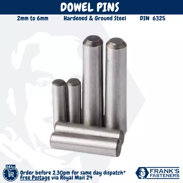 🇬🇧 2mm 3mm 4mm 5mm 6mm Metric DOWEL PINS Hardened & Ground Steel, DIN 6325