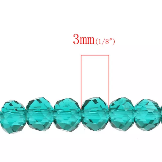 STRAND MALACHITE GREEN RONDELLE CRYSTAL GLASS BEADS 4mm~Bracelet~Charms (63E) 2
