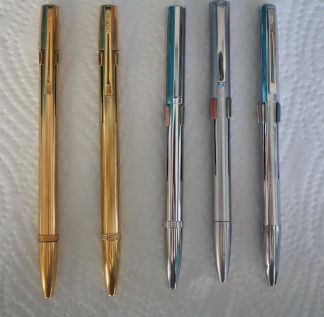 5 stylos bille Waterman 4 couleurs avec recharges anciennes color ballpoint pens