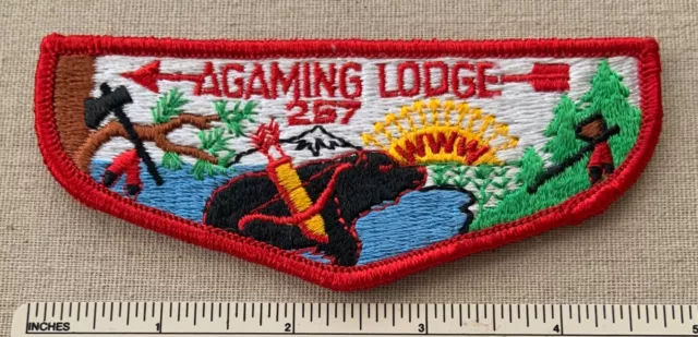 Vintage 1960s OA AGAMING LODGE 257 LODGE Order of the Arrow FLAP PATCH WWW BSA