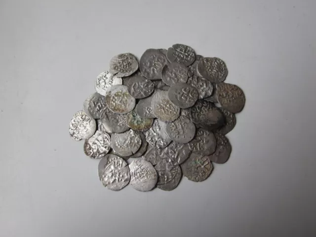 VERY RARE ancient large lot of 60 silver coins Islamic medieval period - PERFECT