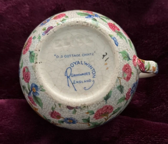 Royal Winton Grimwades Old Cottage Chintz Tea Cup Saucer Creamer & Small Bowl 5